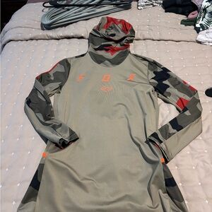 Fox Olive Camo Hoodie with Orange Accents